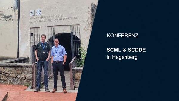 Prof. Dr. Markus Lange-Hegermann und Steffen Fricke stehen vor Schloss Hagenberg in Österreich.